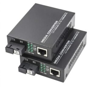 Pair of 10/100M single fiber SC fiber media converters, A and B, supplied in Oman
